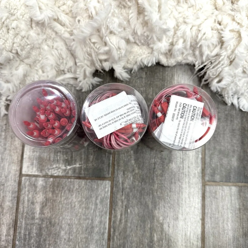 Peppermint Red & White Christmas Lights Enchanted‎ Forest 50 Lights 10' Set Of 3